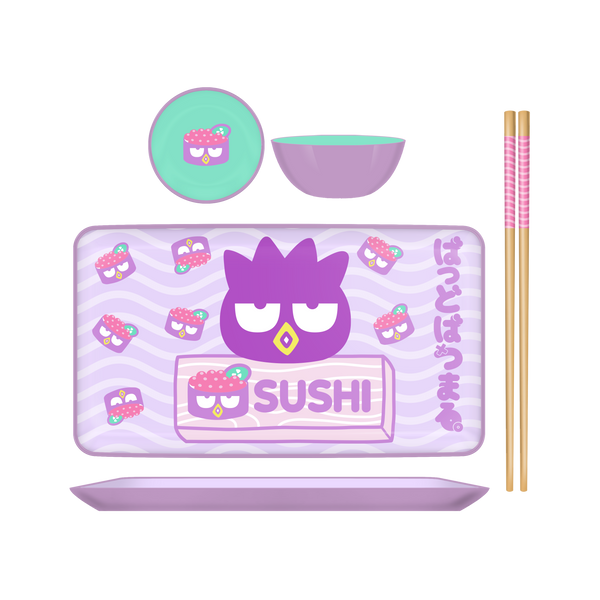 Sanrio Badtz Maru Sushi Face 3pc Ceramic Sushi Set- Boxed