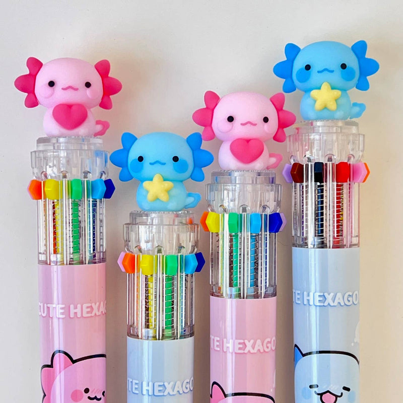 Load image into Gallery viewer, BC Mini Axolotl 10-Color Retractable 1 Single Ball Pen
