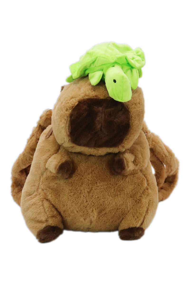 Load image into Gallery viewer, Turtle Capybara Fuzzy Stuffed Plush Backpack
