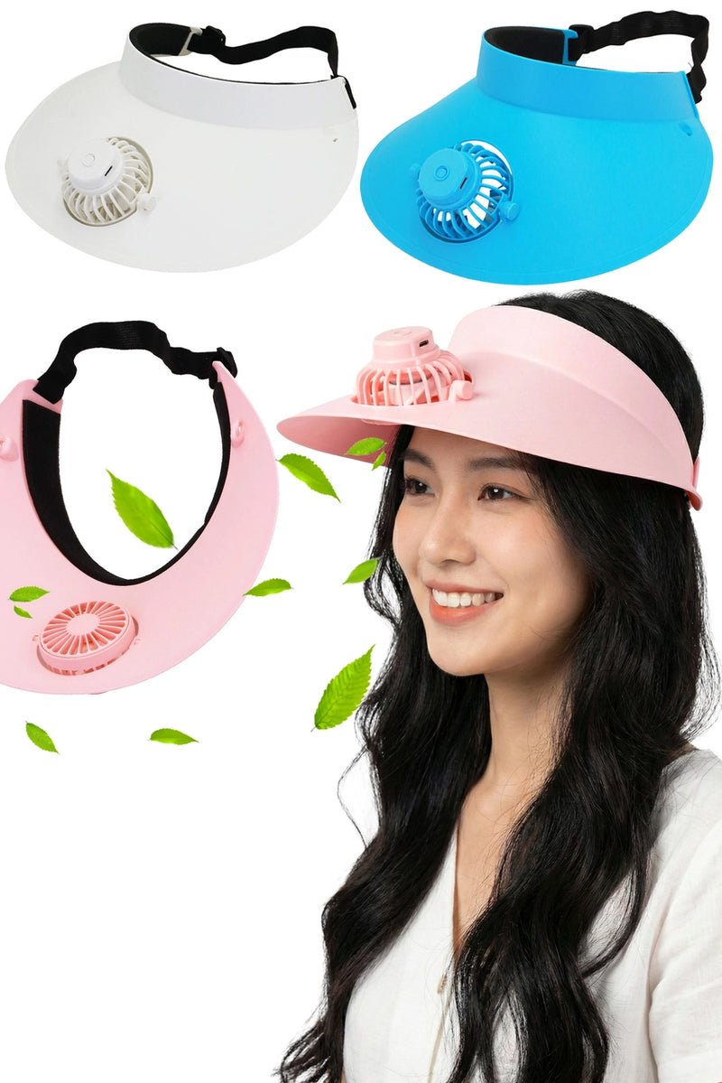 Cargue la imagen en el visor de la galería, Cap Zone - Women's Matte Pastel 1Pc Electric Fan Sun Visor
