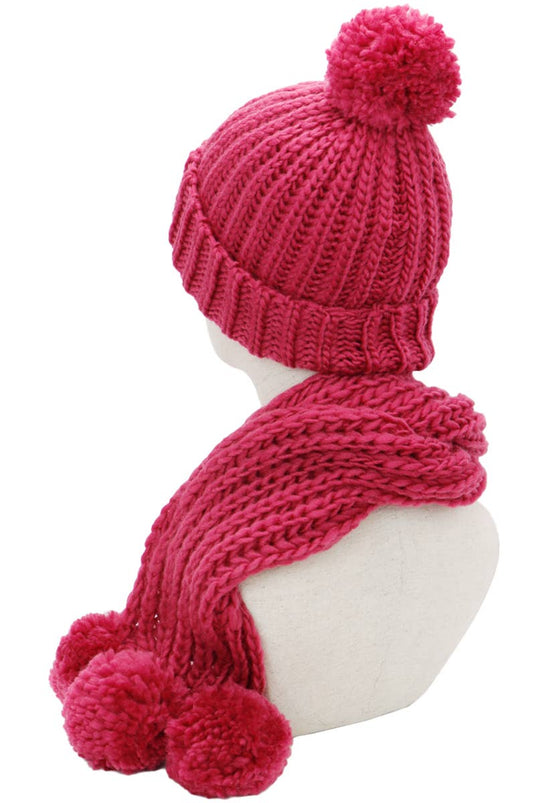 Crochet Chunky Knitted Beanie and Wrap Scarf