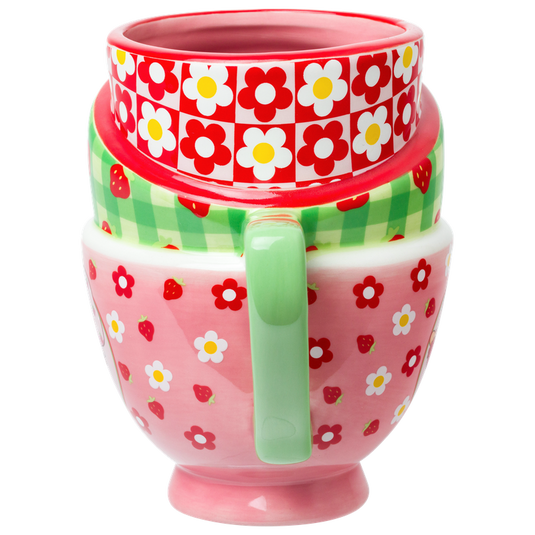 Strawberry Shortcake Picnic Floral Ceramic 3D Sculpted Mug