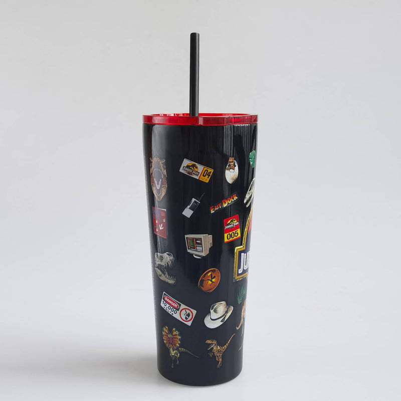 Cargue la imagen en el visor de la galería, Jurassic Park Logo &amp; Icons 22oz Double Walled Stainless Steel Tumbler
