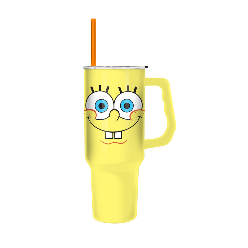 Chargez l&#39;image dans la visionneuse de la galerie, Sponge Bob - Big Face 40oz Stainless Steel Tumbler w Handle

