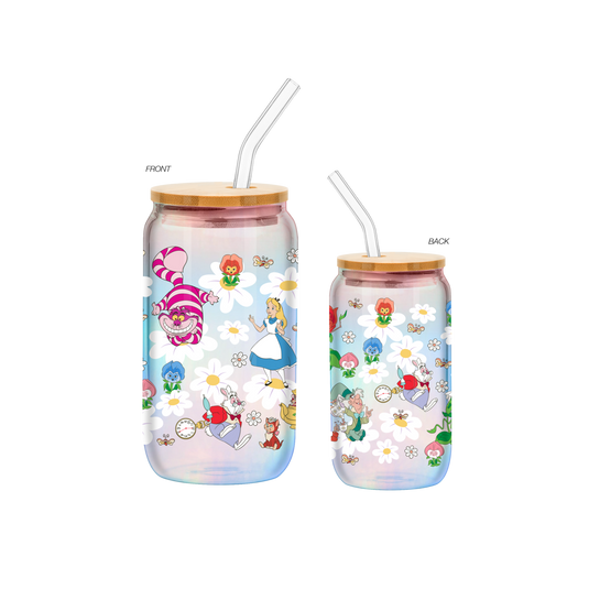Disney Alice in Wonderland Wild Flower 16z Iridescent Glass Tumbler