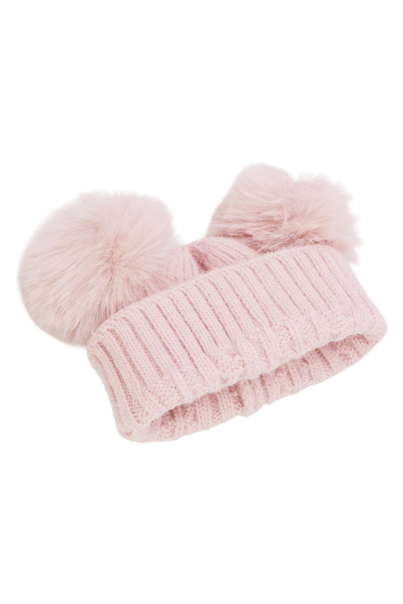 Load image into Gallery viewer, Toddlers Cable Knitted Double Pom Beanie
