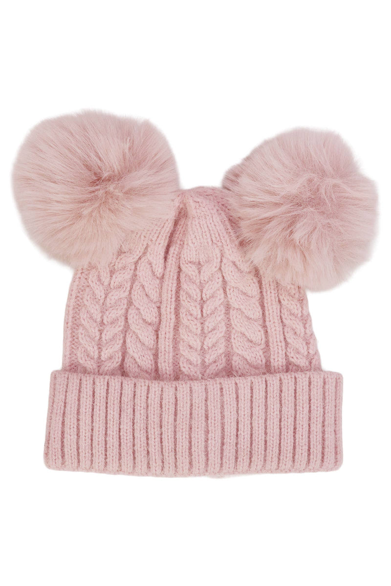 Load image into Gallery viewer, Toddlers Cable Knitted Double Pom Beanie
