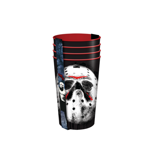 Friday the 13th -Jason Mask TGIF 4pc 22oz Plastic Cup Set