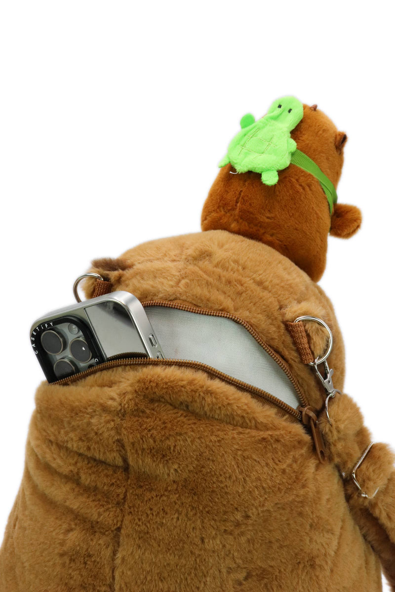 Chargez l&#39;image dans la visionneuse de la galerie, Baby Capybara Fuzzy Stuffed Plush Backpack
