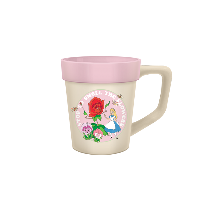 Alice in Wonderland Smell the Flowers Ceramic Sculpted Mug