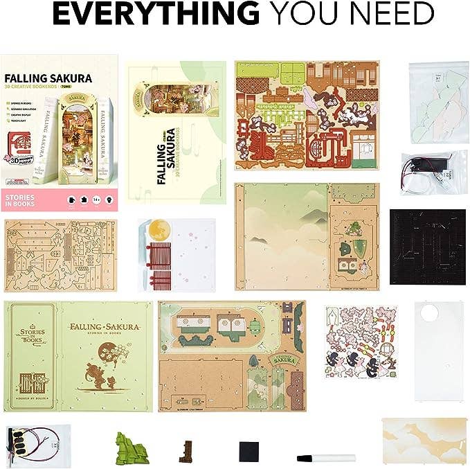Chargez l&#39;image dans la visionneuse de la galerie, Robotime: Falling Sakura - DIY Book Nook Kits 3D Puzzle
