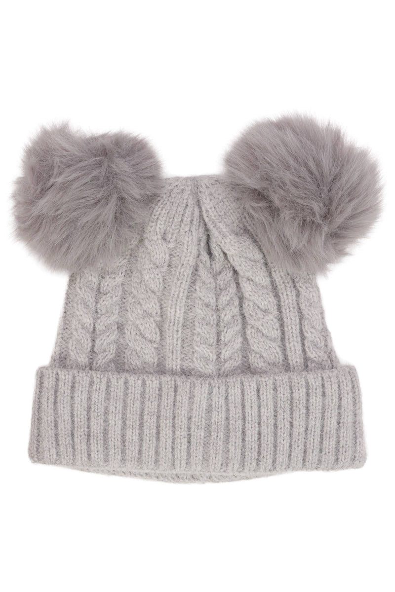 Load image into Gallery viewer, Toddlers Cable Knitted Double Pom Beanie
