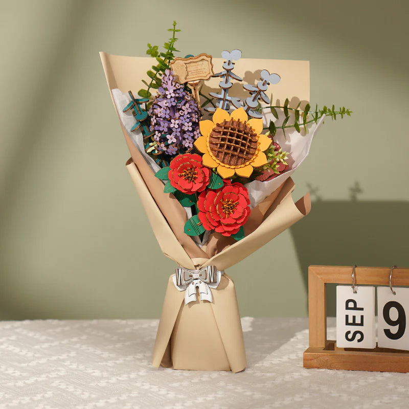 Load image into Gallery viewer, Robotime Rowood - DIY Wooden Flower Bouquet 3D Wooden Puzzle Figure
