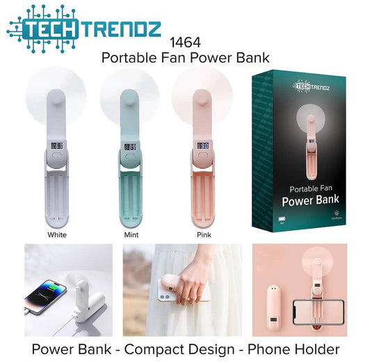 1pc Portable Fan with Power Bank