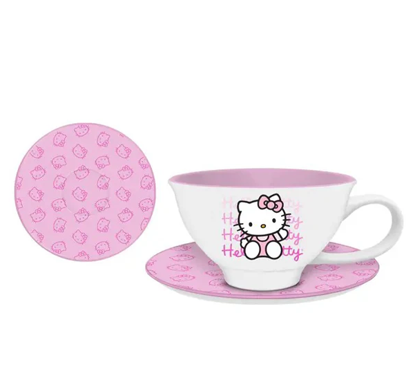 Silver Buffalo Hello Kitty Gradient 12oz Ceramic Teacup and Saucer