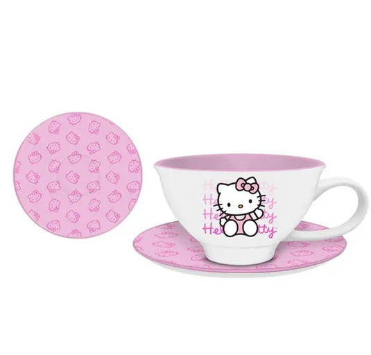 Silver Buffalo Hello Kitty Gradient 12oz Ceramic Teacup and Saucer