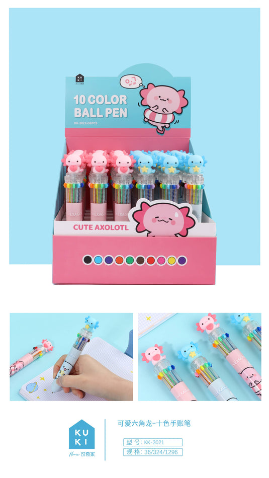 BC Mini Axolotl 10-Color Retractable 1 Single Ball Pen