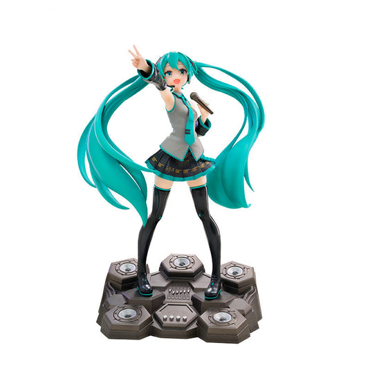 Figurine of a character with teal hair on a white background, branded 'Abystyle Studio'.