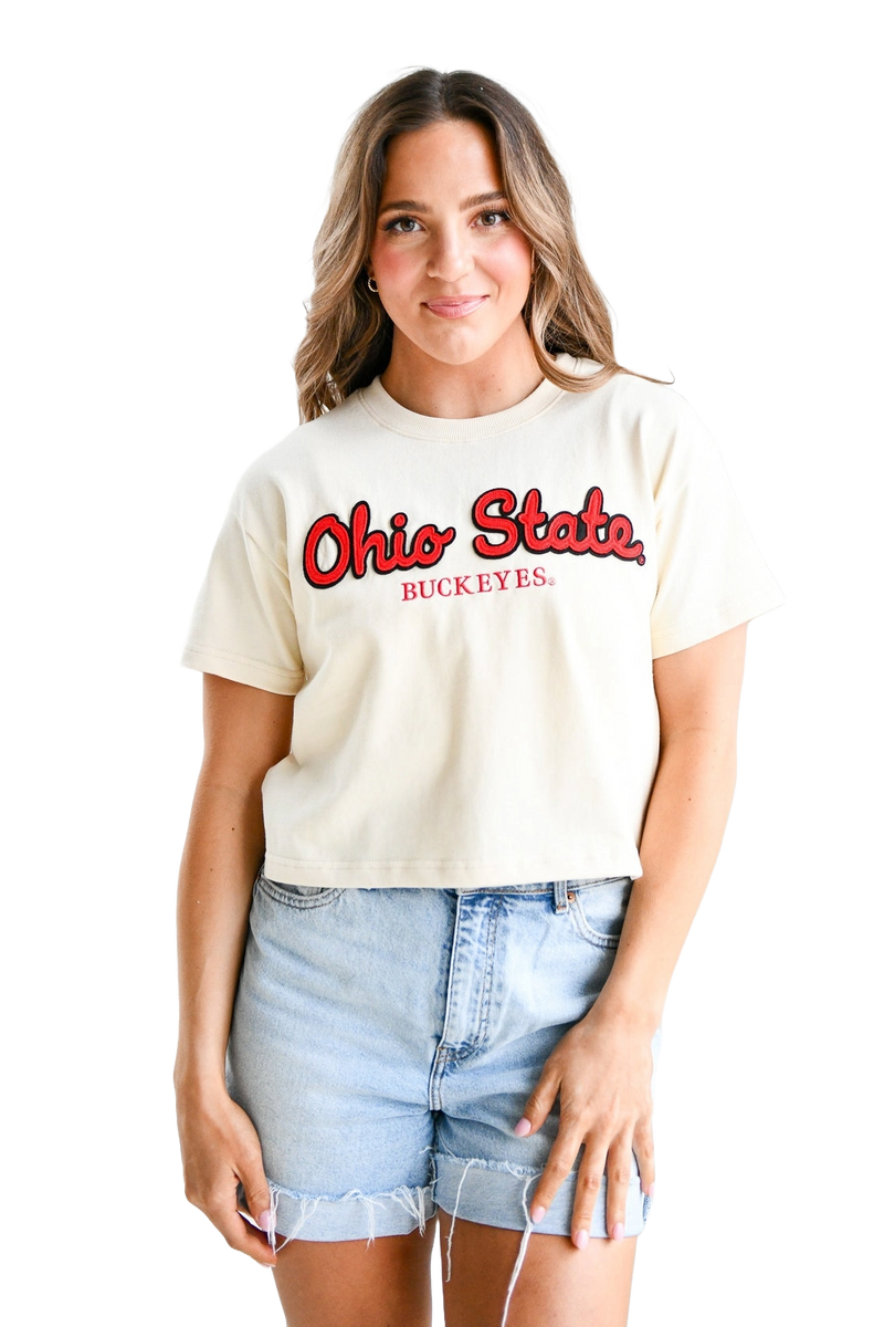 Load image into Gallery viewer, Ohio State Buckeyes - Manhattan Stitch Heavyweight Crop Tee T-shirt

