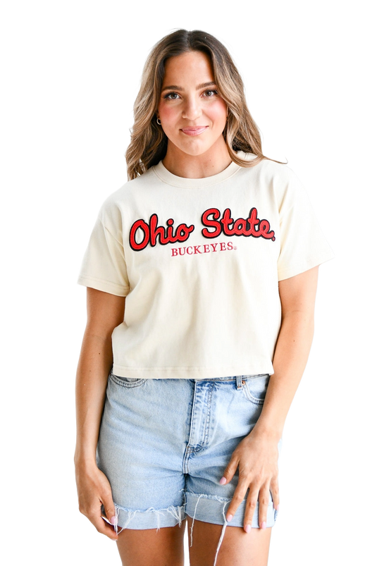 Ohio State Buckeyes - Manhattan Stitch Heavyweight Crop Tee T-shirt