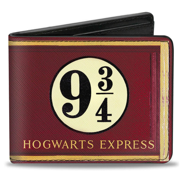 Warner Bros: Harry Potter Hogwarts Express 9 3/4 Burgundy Gold Bi-fold Men's Wallet