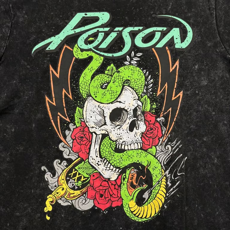 Load image into Gallery viewer, Poison - Skull n Snake Distressed T-Shirt
