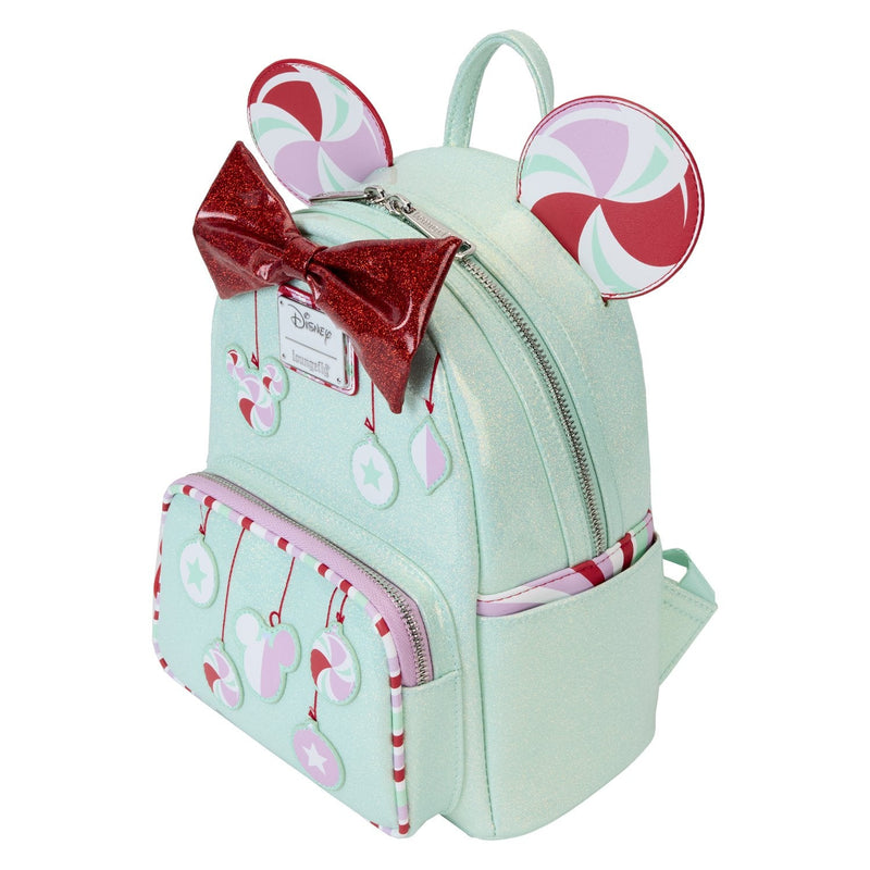 Load image into Gallery viewer, Loungefly Disney Minnie Mouse - Holiday Peppermint Ornaments  Mini Backpack
