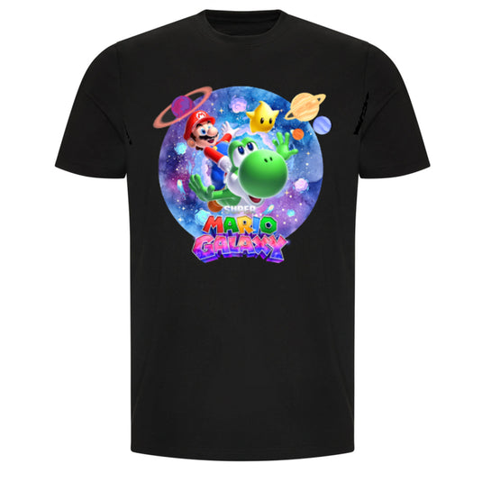 Super Mario - Galaxy Characters Youth Black T-Shirt