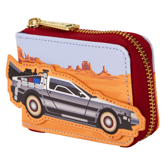 Loungefly Universal: Back To The Future 40th Anniversary Delorean Accodion Zip Around Wallet