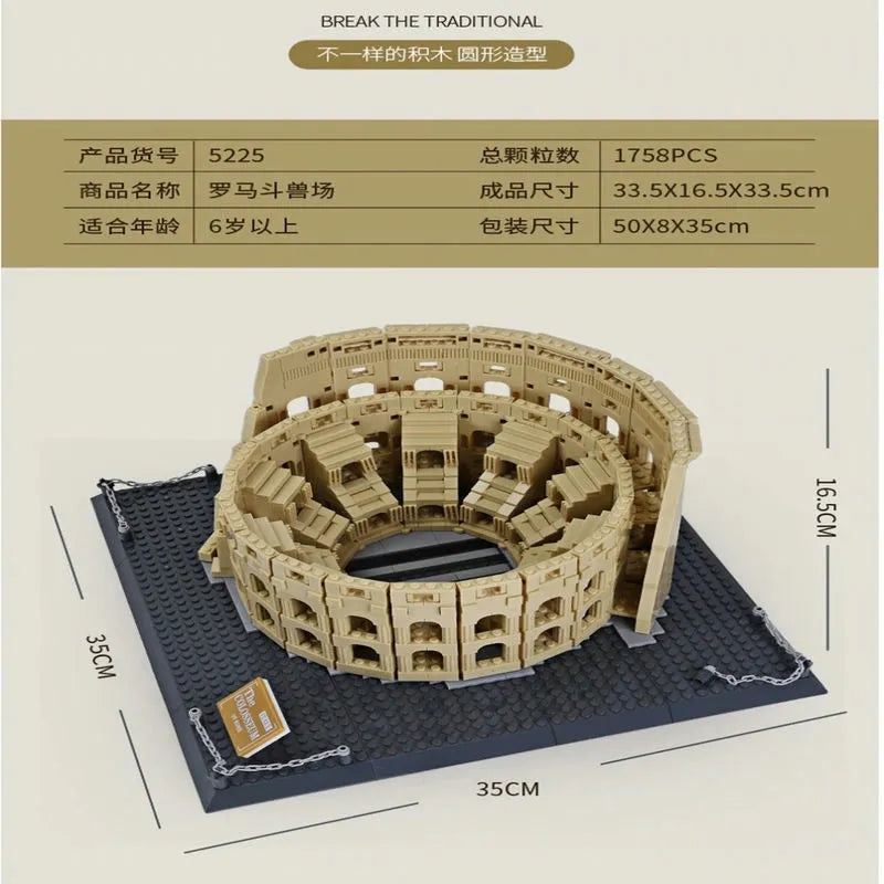 Chargez l&#39;image dans la visionneuse de la galerie, Wange Bricks: MOC Architecture Italy Rome Colosseum Brick Toy Figure
