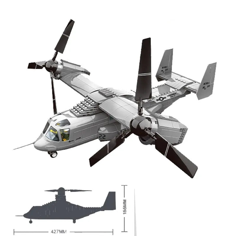 Load image into Gallery viewer, Wange Bricks: MOC Creator Boeing V22 Bell Osprey Aircraft Brick Toy
