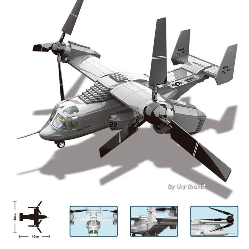 Load image into Gallery viewer, Wange Bricks: MOC Creator Boeing V22 Bell Osprey Aircraft Brick Toy

