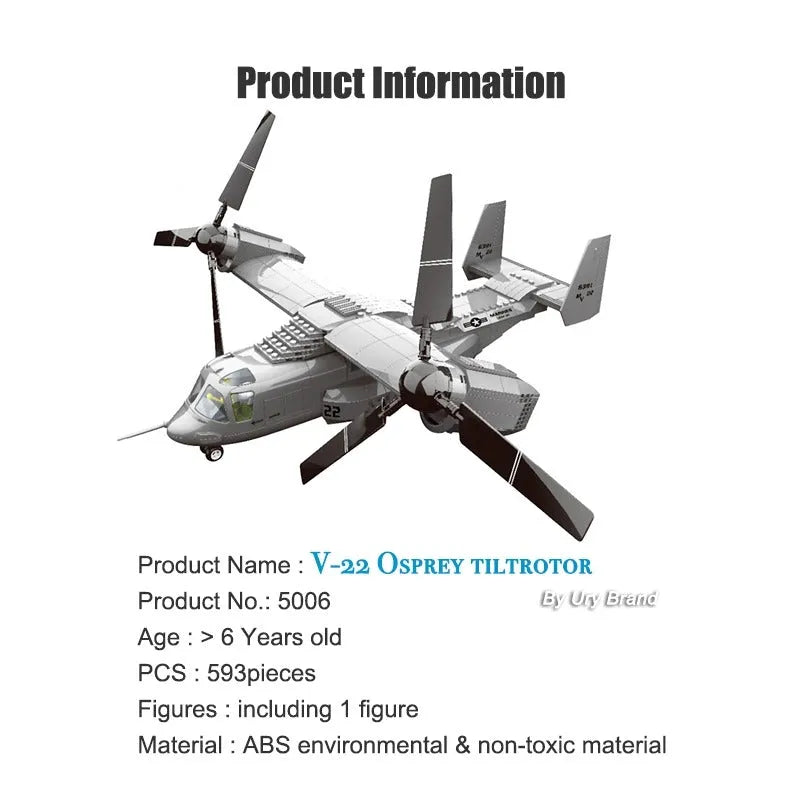 Load image into Gallery viewer, Wange Bricks: MOC Creator Boeing V22 Bell Osprey Aircraft Brick Toy
