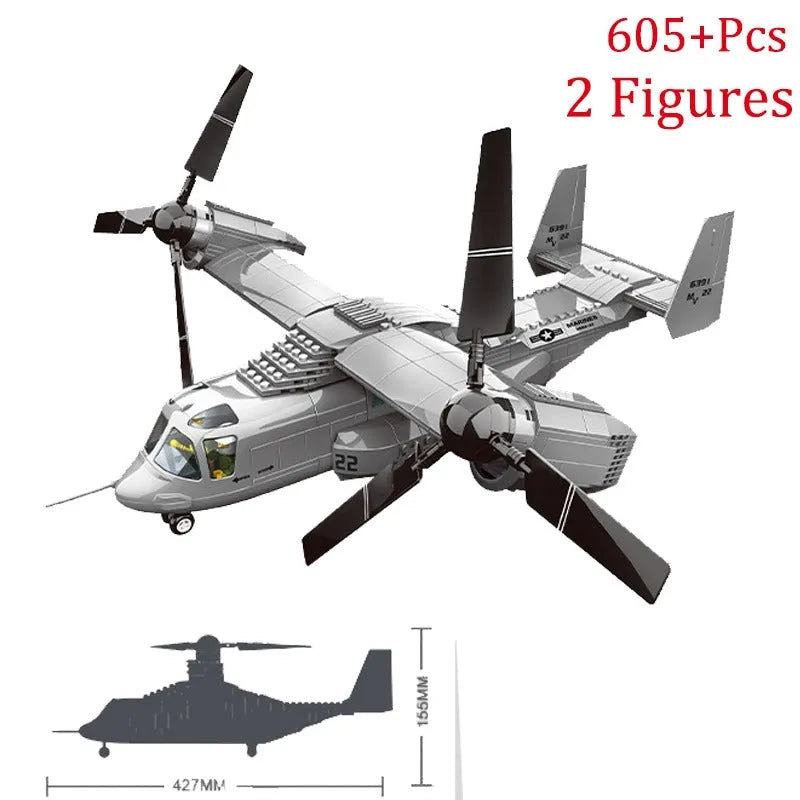 Load image into Gallery viewer, Wange Bricks: MOC Creator Boeing V22 Bell Osprey Aircraft Brick Toy
