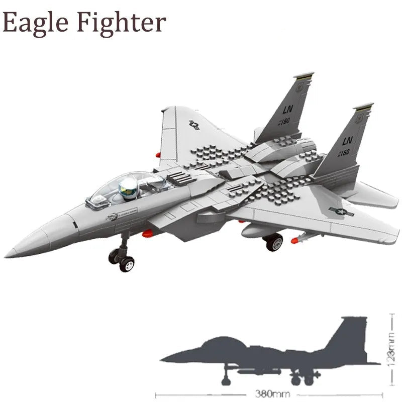Cargue la imagen en el visor de la galería, Wange Bricks: Military MOC F-15 Eagle Fighter Plane Aircraft Brick Toy
