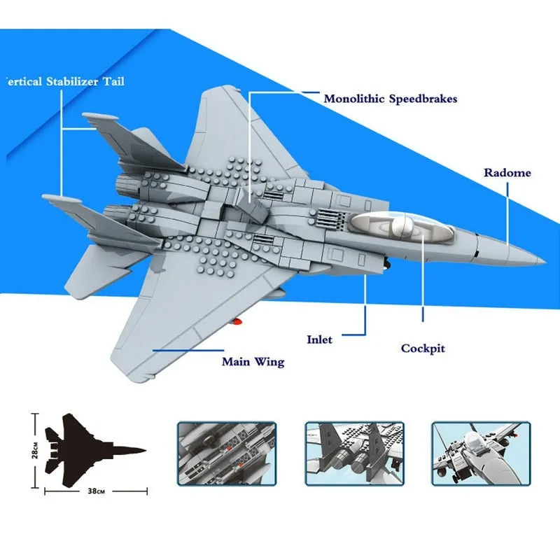 Cargue la imagen en el visor de la galería, Wange Bricks: Military MOC F-15 Eagle Fighter Plane Aircraft Brick Toy
