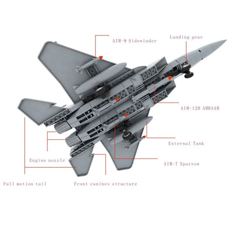 Cargue la imagen en el visor de la galería, Wange Bricks: Military MOC F-15 Eagle Fighter Plane Aircraft Brick Toy
