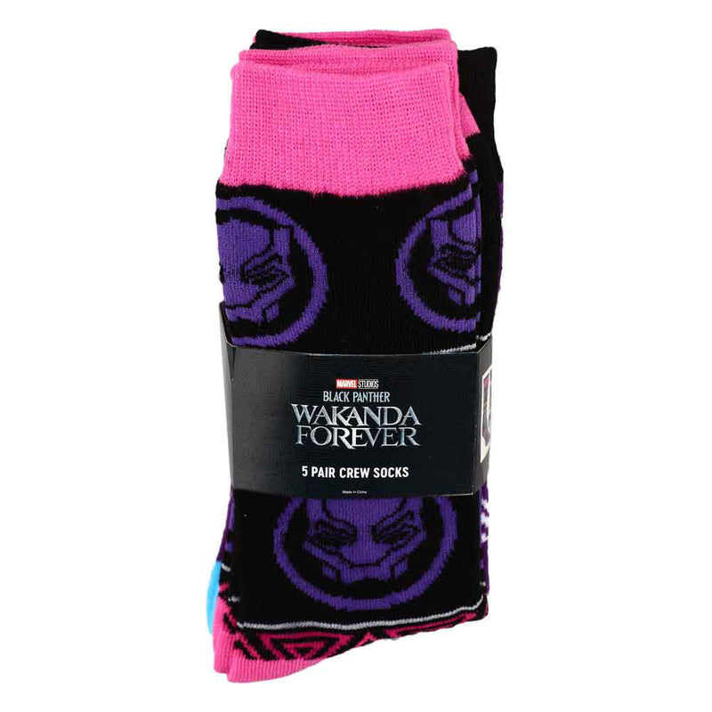 Load image into Gallery viewer, Marvel Black Panther Wakanda Forever 5 Pair Crew Socks
