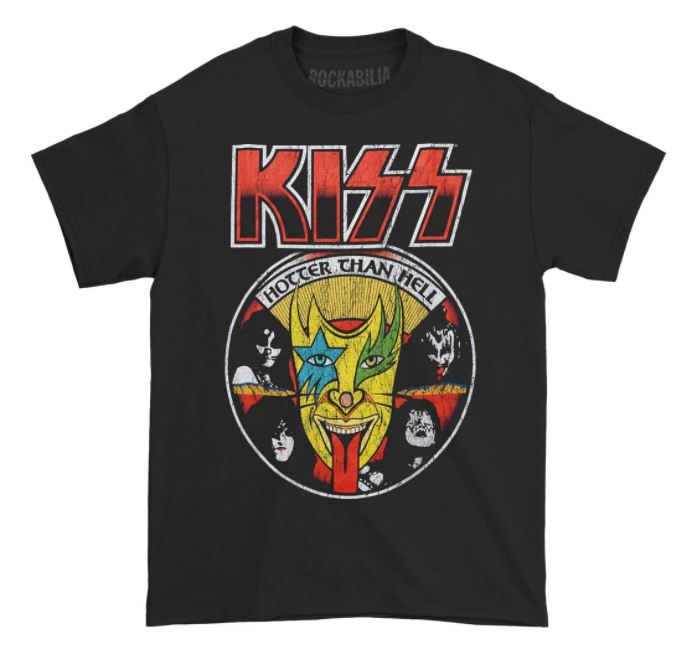 Kiss - Camiseta con banda de música de metal, lengua más caliente que el infierno