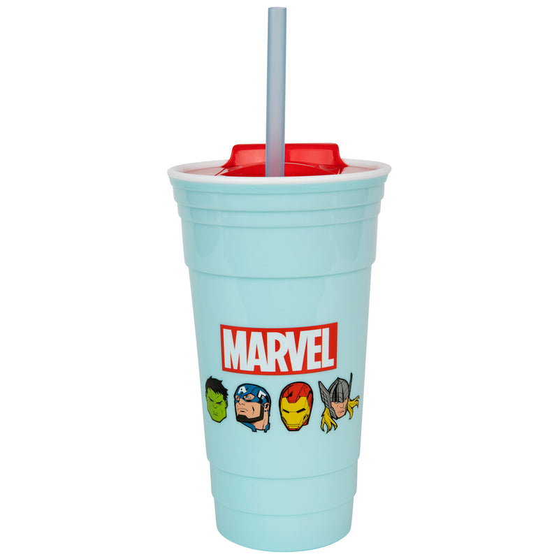 Marvel Comics - The Avengers Faces Gobelet de fête en plastique 32 oz avec couvercle et paille