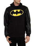 Batman (DC Comics) Hoodie Batman Logo Faux Leather Sleeves