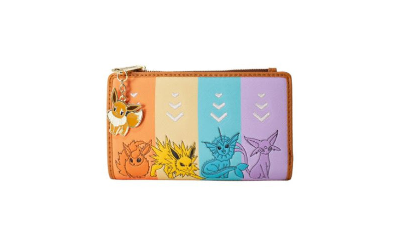 Loungefly Pokemon Eevee Evolutions Flap Wallet with Zipper Charm