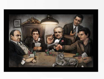 Mafia Characters - "Poker Table" Framed Crystex Wall Art