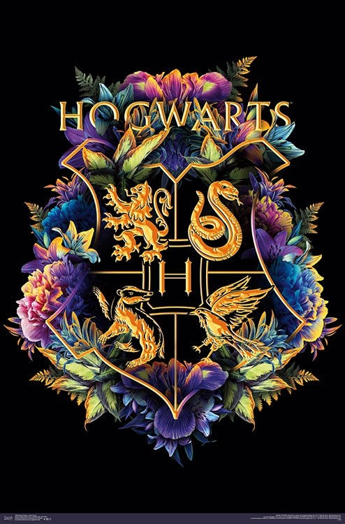 Harry Potter: The Wizarding World - Floral House Crests Wall Poster