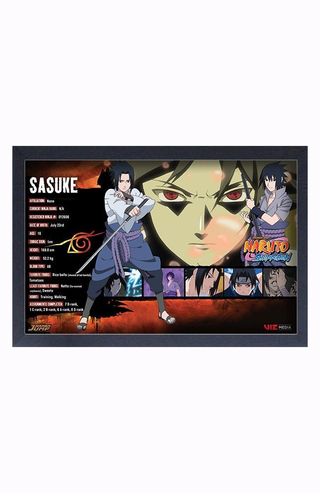 Naruto: Shippuden - Sasuke Stats 11" x 17" Framed Print