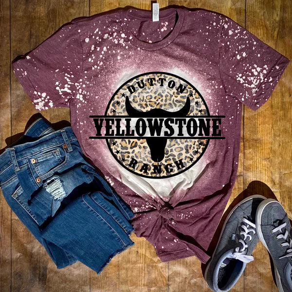 Yellowstone Dutton Ranch Leopard Tie Dye T-shirt