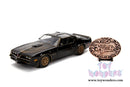 Hollywood Rides - Smokey and the Bandit Pontiac Firebird con réplica de hebilla (1977, coche modelo fundido a escala 1:24, negro)