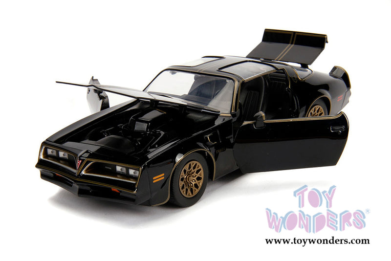 Chargez l&#39;image dans la visionneuse de la galerie, Hollywood Rides - Smokey and the Bandit Pontiac Firebird avec réplique de boucle (1977, modèle de voiture moulé sous pression à l&#39;échelle 1/24, noir)
