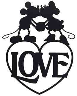 Disney: Mickey y Minnie Mouse - Letrero de metal cortado con láser Love 
