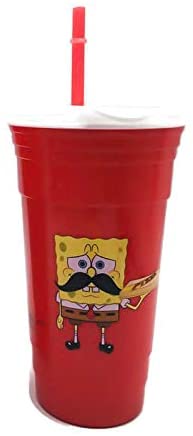SpongeBob - Diet Dr. Kelp 32oz Red Plastic Tumbler with Lid & Straw, Silver Buffalo